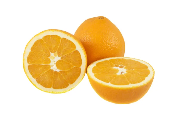 Close up of fresh orange isolated over white — Stock Photo, Image