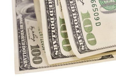 yüz bizi dolar faturaları üzerinde beyaz izole