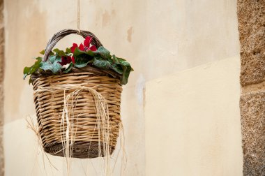 Flowered wicker basket