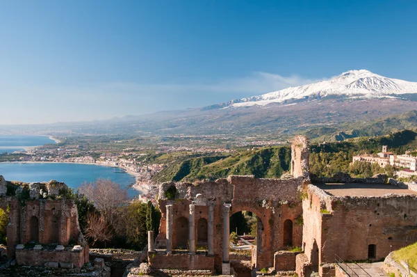 Taormina 로마 극장 — 스톡 사진