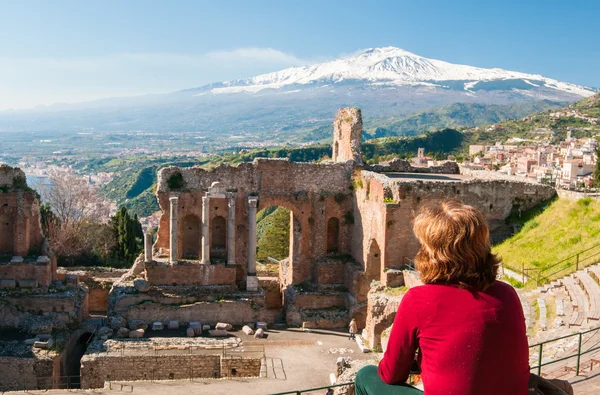 Teatro romano Taormina — Fotografia de Stock