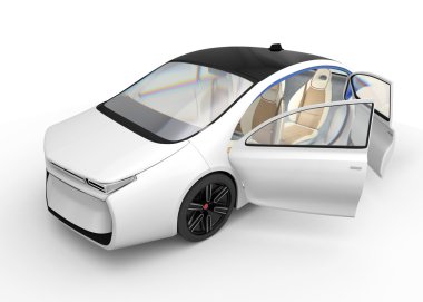 Beyaz arka plan üzerinde izole özerk elektrikli otomobil dış.