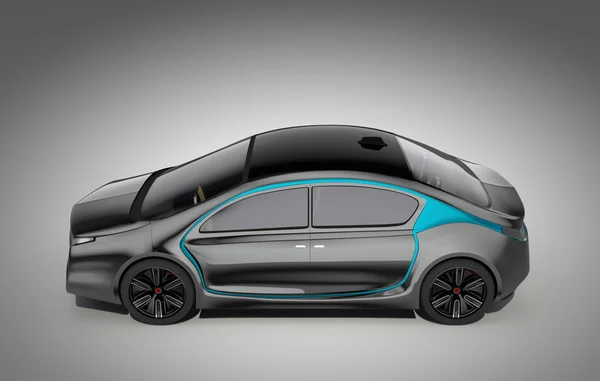 Buitenkant van autonome elektrische auto geïsoleerd op een grijze achtergrond. Oorspronkelijke ontwerp. — Stockfoto