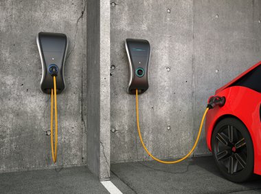 Elektrikli araç şarj istasyonu ev için. Özgün tasarım.