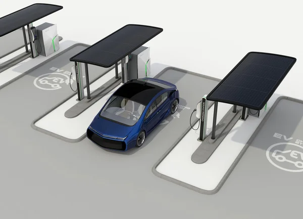 公共空間で駅の充電電気自動車 — ストック写真
