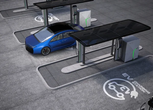Elektrisch voertuig laadstation in de openbare ruimte — Stockfoto