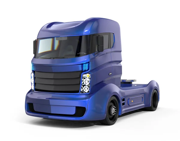 Caminhão elétrico híbrido azul metálico isolado sobre fundo branco — Fotografia de Stock