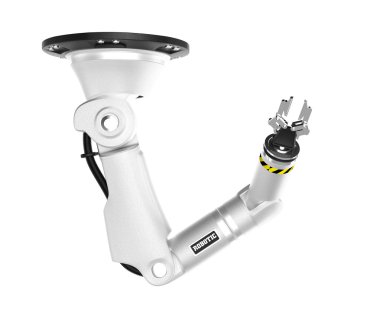 Beyaz arka plan üzerinde izole gümüş robot kol