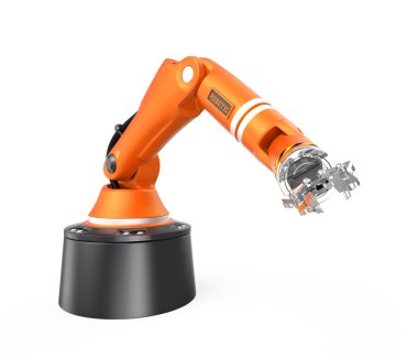 Beyaz arka plan üzerinde izole turuncu robot kol