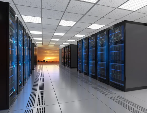 Rows of blade server system in data center — Stock Photo, Image
