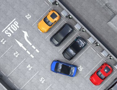 Havadan görünümü otopark. Otopark hizmeti şarj Ev için kullanılabilir yarısı