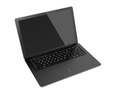Siyah dizüstü Pc beyaz arka plan üzerinde izole.