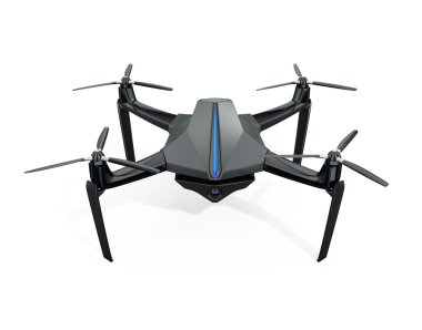 Beyaz arka plan üzerinde izole gözetim dronun Önden Görünüm