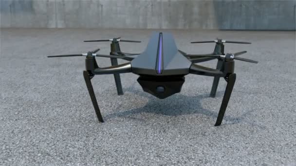 Animacja drone kamera startu z ziemi — Wideo stockowe