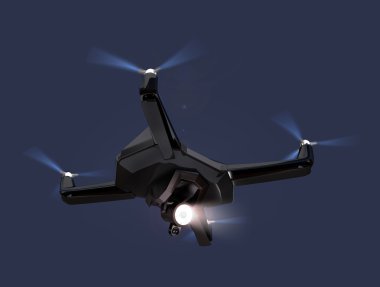 Stealth dron donatmak ile arama ışık gece gökyüzünde uçan