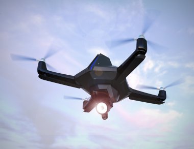 Stealth dron donatmak ile arama ışık gökyüzünde uçan