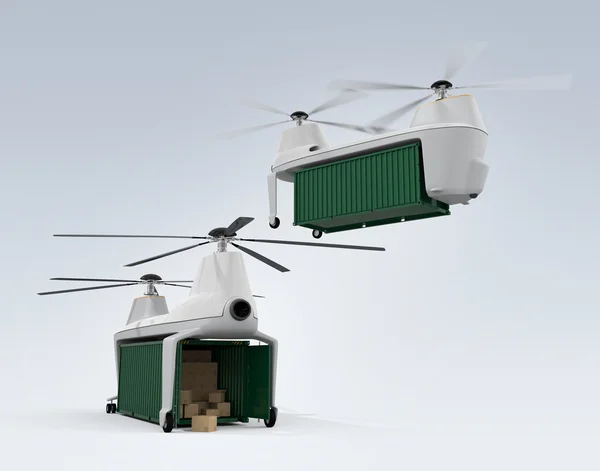 Due droni cargo sullo sfondo azzurro — Foto Stock