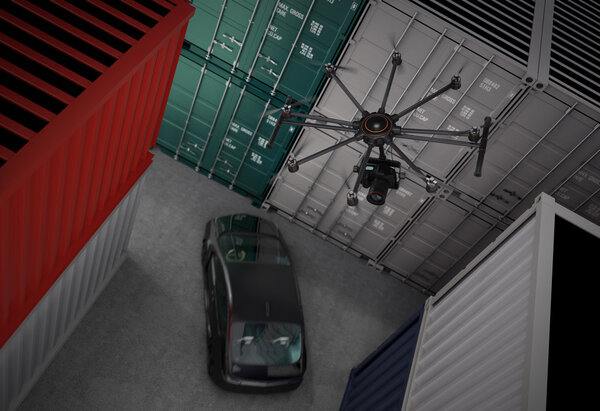 Octocopter with movie camera for shooting film