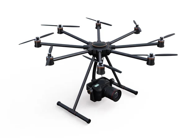 Octocopter a Dslr fényképezőgép elszigetelt fehér background — Stock Fotó