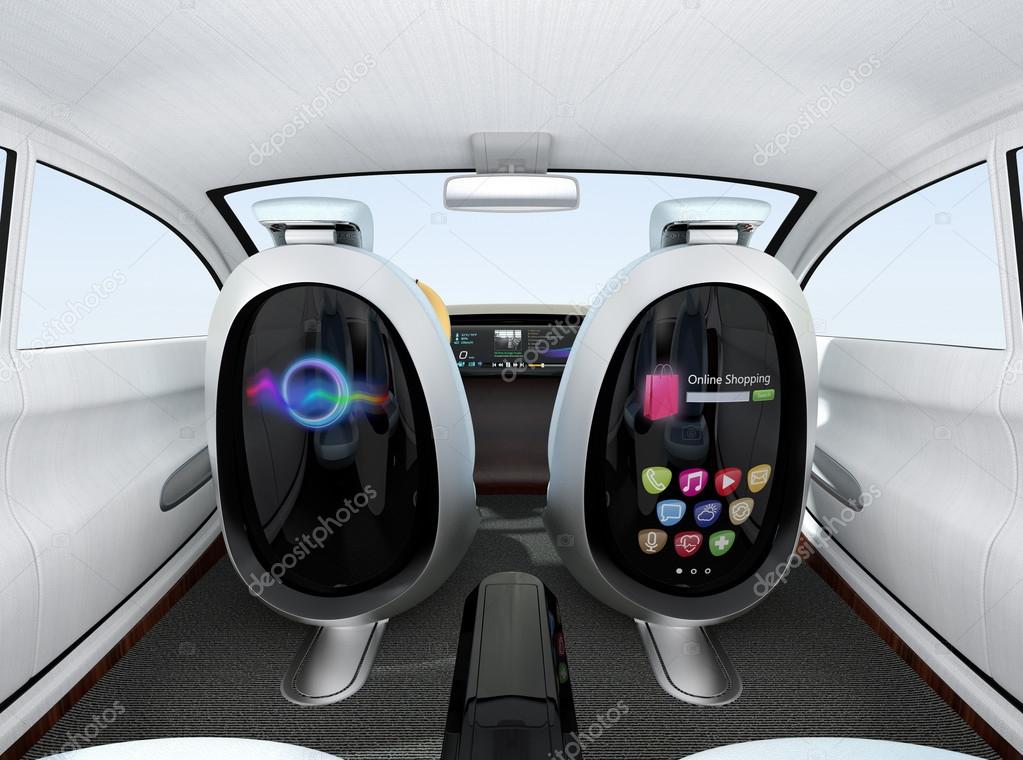 Autonomous Car Interior Concept Front Seats Equipped With
