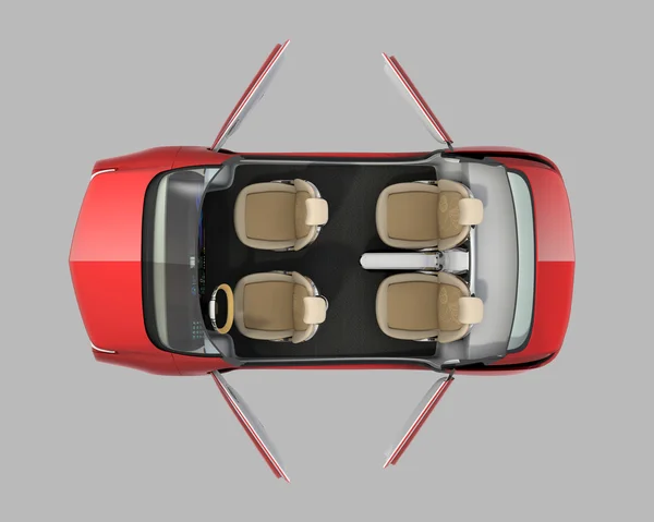 Widok z góry samodzielnego prowadzenia samochodu cutaway obrazu — Zdjęcie stockowe