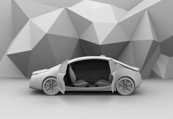 Глиняна візуалізація моделі самокерованого автомобіля — стокове фото