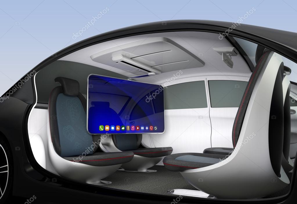 concept d'intérieur voiture autonome — photographie chesky_w