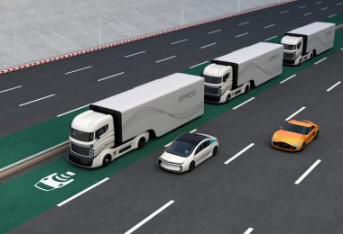 Kablosuz şarj lane üzerinde sürüş özerk hibrid kamyon