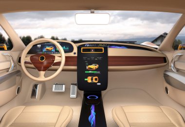 Elektrikli araç merkezi gösteren şarj bilgi görüntüle