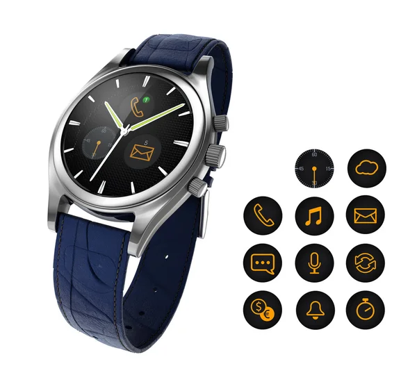 Analogue wristwatch with digital touch screen — Stock Photo, Image