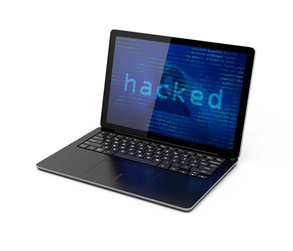 Laptopcomputer hacker's aangevallen. Computer veiligheidsconcept — Stockfoto