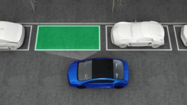Otoparka araba mavi elektrikli araba park yardım sistemi ile navigasyon