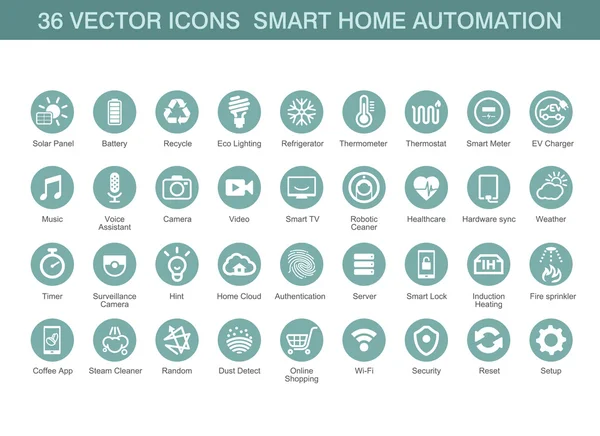 Vector iconen voor slimme huisautomatisering — Stockvector