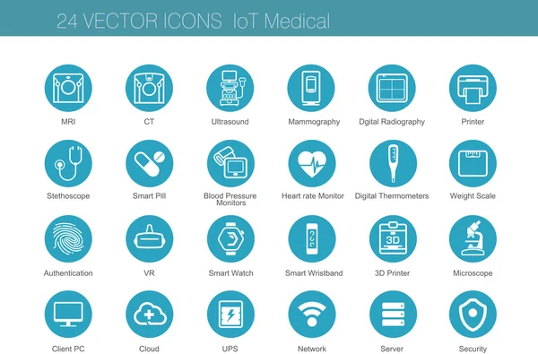 Medische apparatuur iconen set van Internet of Things — Stockvector