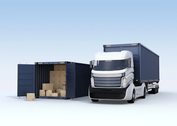 Truck and opened cargo container — Stock Photo, Image