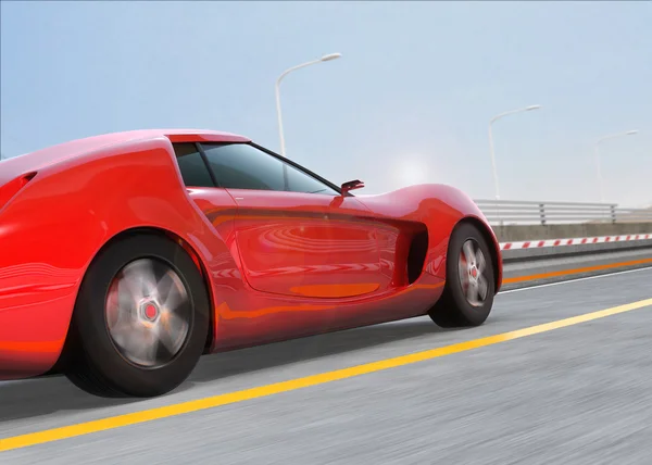 Carro esporte vermelho na estrada — Fotografia de Stock