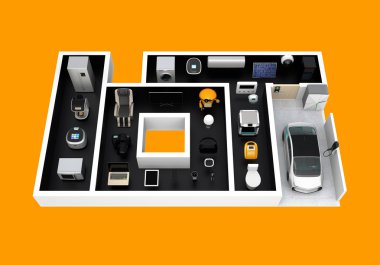 Smart appliances in layout as 'IoT'