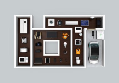 Smart appliances in layout as 'IoT'