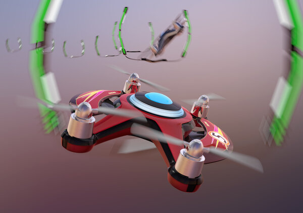 Racing drones chasing in the sky