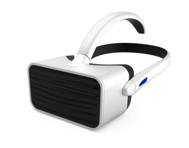 Beyaz arka plan üzerinde izole beyaz Vr kulaklık.