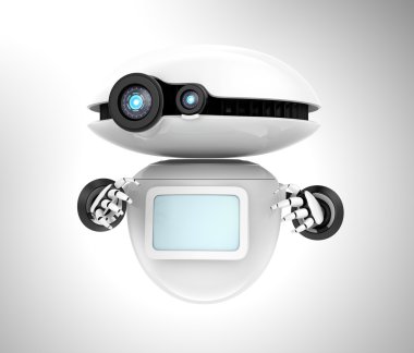 Beyaz robot üzerinde gri arka plan izole