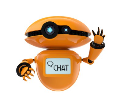 Beyaz arka plan üzerinde izole turuncu robot