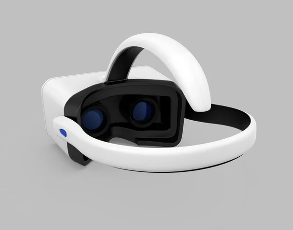 Achteraanzicht van White Vr headset geïsoleerd op een grijze achtergrond. — Stockfoto