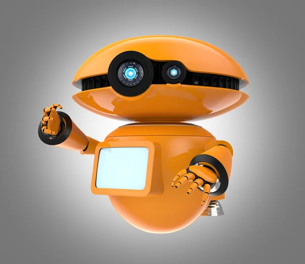Оранжевый робот изолирован на сером фоне — стоковое фото