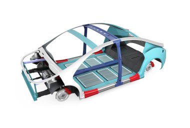 Elektrikli araç vücut çerçeve beyaz arka plan üzerinde izole