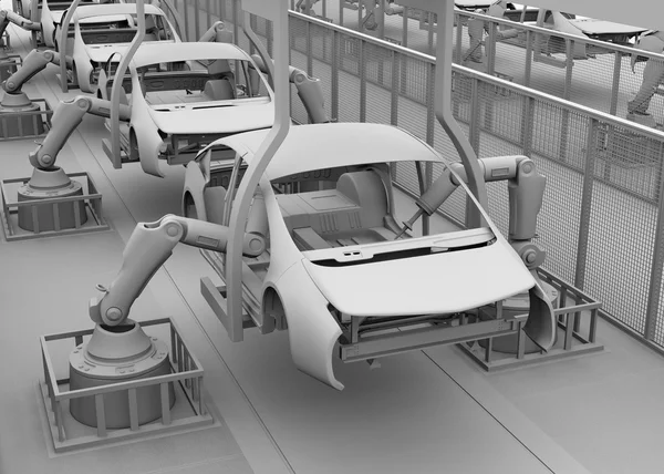 Clay shade image of electric vehicles assembly line — Stock Photo, Image