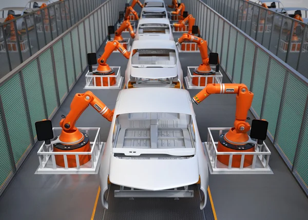 Electric vehicles body assembly line — Stock Photo, Image