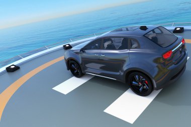 Electric SUV parking on the helipad clipart