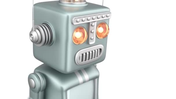 Robot vintage fonctionnant sur fond blanc 