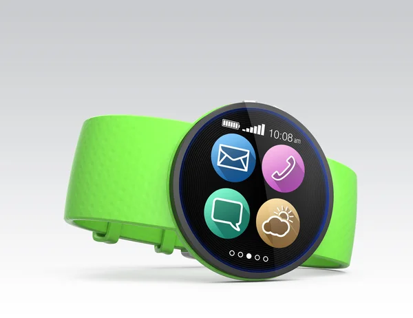 Green smart watch isolated on gray background — Stock Photo, Image